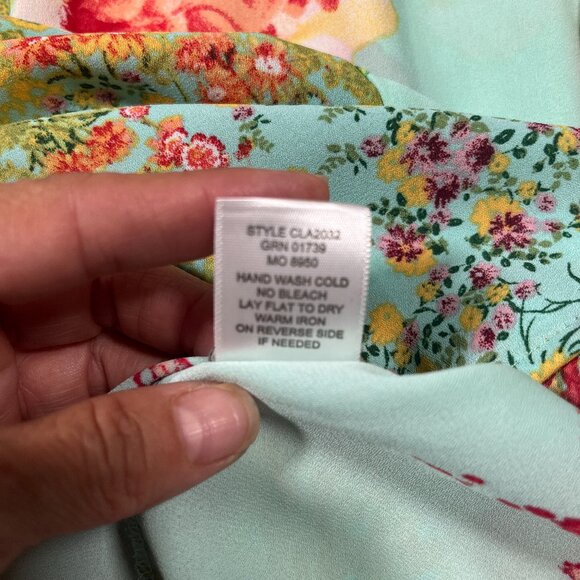 Valerie Stevens Tunic Womens XL Floral Sea Foam Green Prairie Boho Fairy Cottage - Picture 7 of 7